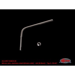 Mirror arm, stainless steel (drivers side) - std (8.0mm) - Typ 2, 55>67